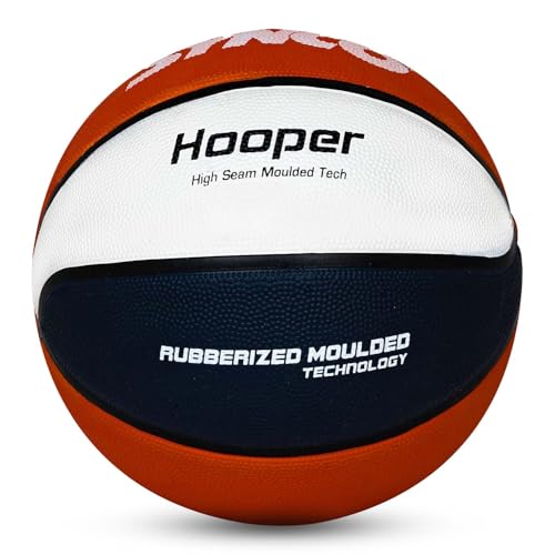 Image of Synco Hooper Basketball Size 6 | Women's Official Basketball | Moulded Technology | 8 Panel | Indoor & Outdoor Games & Training (Red White Blue)