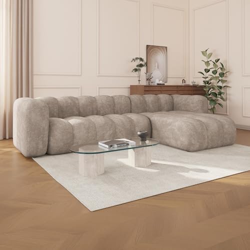 Mobilier-Deco Gaby - Canapé d'angle réversible en Tissu Taupe