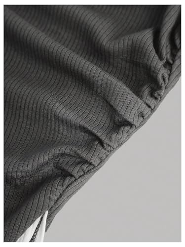 SweatyRocks Girl's Colorblock Crew Neck T Shirt Long Sleeve Asymmetrical Hem Fitted Dressy Casual Tops4