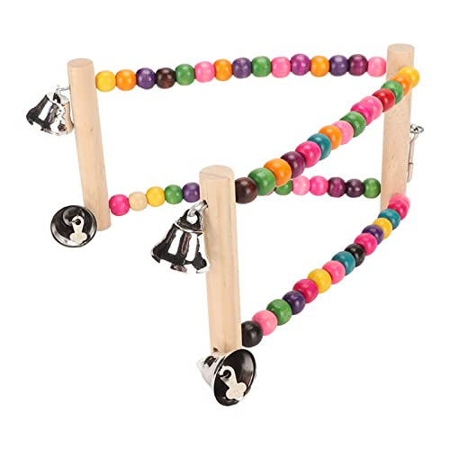 Brinquedo de Balanço de Pássaro Com Miçangas de Madeira, Meio Círculo Multifuncional Gaiola de Papag