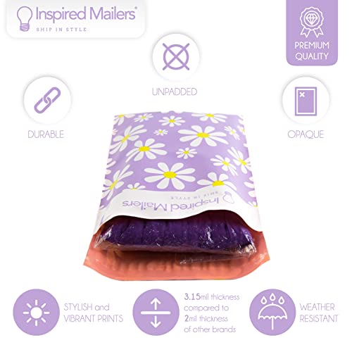 Image of Inspired Mailers - Poly Mailers 6x9-100 Pack - Purple Daisies - Small Shipping Bags - Polymailers 6x9 - Small Package Bags - 6x9 Mailing Bags for Shipping - 6x9 Mailers