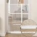 unipaws Hohes Katzengitter Tür, 142 cm hohes Hundegitter mit Katzentür, 95–105 cm breit, druckmontiertes hohes Haustiergitter für Treppen und Türen, Durchgangstür, Weiß