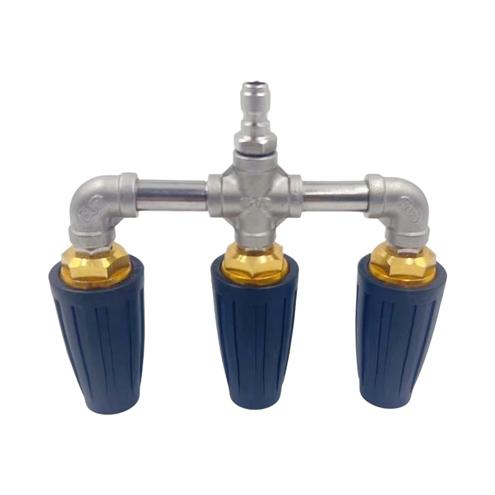 Yrreaty Black Rotating Nozzle Triple Nozzle Pressure Washer Spare Tip For Deck Floor Window Cleaning Car Wash