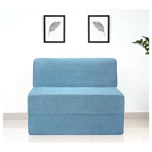 Uberlyfe 1 Seater Sofa Cum Bed - Perfect for Guests- Jute Fabric Washable Cover - Aqua Blue | 3' X 6' Feet(SCB-001731-AQBL-JUTE)
