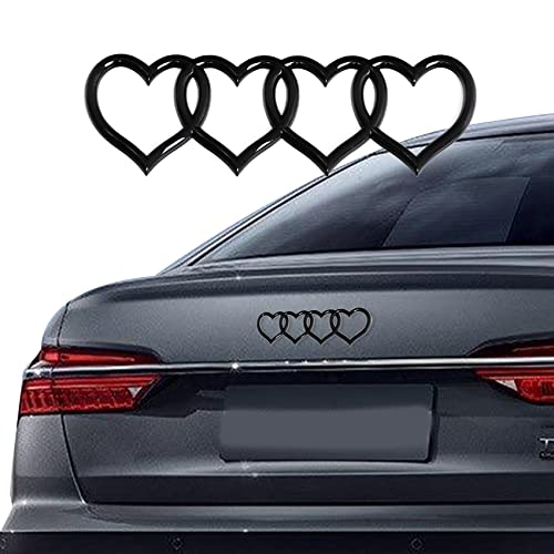 Middrivr Love Heart Logo Rear Trunk Emblem, 3D Badge Decal Sticker, Car Accessories Exterior Decoration, Car Replacement 3D Sticker Fit for Audi A3 A4 A5 A6 A8 TT R8 Q3 Q5 Q7 (Bright black)