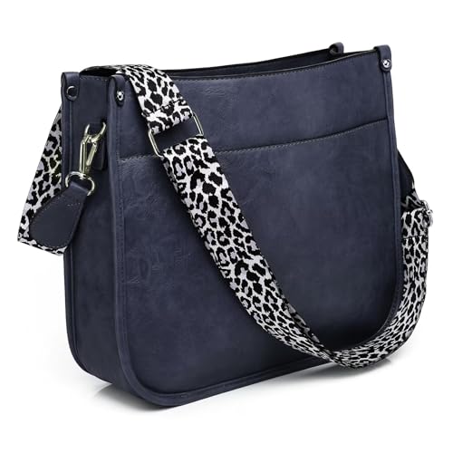 Image of AUYOCO Vegan Leather Crossbody Bags for Women, Crossbody Purse with Guitar Strap Zipped Pockets Handbag Shoulder Bag