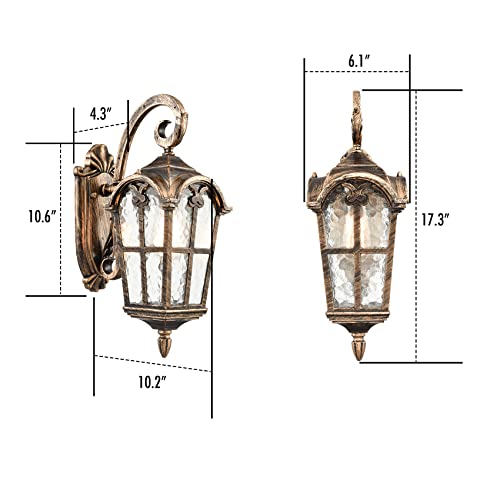 Image of YUBOLE Outdoor Wall Lights Waterproof Wall Sconce Hammered Texture Glass
