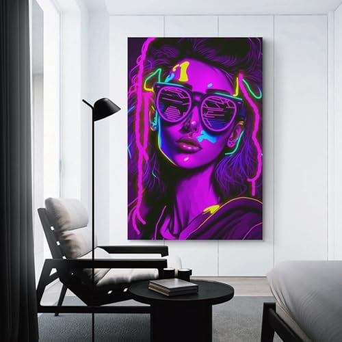 Affiches Pour Salle De Bain sinyumoney Neon Glow Portrait 40x60cm
