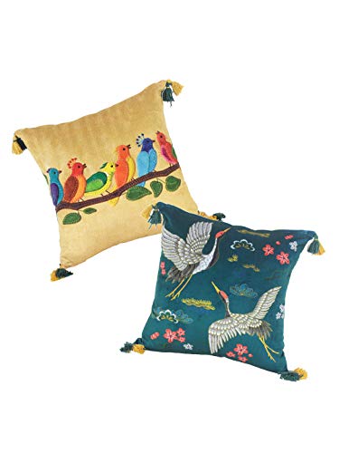 Image of eyda Digital Printed Cushion Covers With Zipper (Pack Of 2) 18X18 Inches,Velvet Reversible Pillow Covers,Decorative Throw 200 TC Cushion Covers,Square Cushion Cover,Green