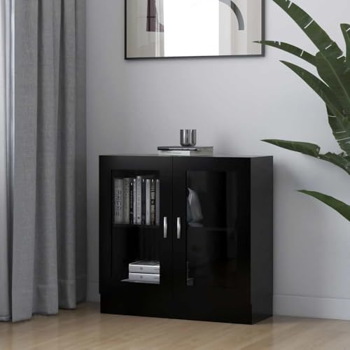 Frdhee Armario de oficina para carpetas, armario de vitrina negro, 82,5 x 30,5 x 80 cm, material de madera para salón, estudio, oficina