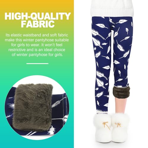 Girls Fleece Lined Leggings, Warm Winter Thermal Pants for Kids & Toddlers, Thick Cozy Lined Leggings for 4-10Years4