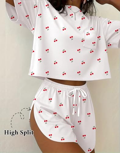 Image of Ekouaer Womens Pajama Sets Sexy Lounge Sets Side Split Short Pj Sets Cute Pjs 2 Piece Comfy Sleepwear Loungewear