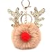 Produktbild Nowbetter flauschiger Schlüsselanhänger mit Pailletten Weihnachts-Elch Anhänger Schlüsselring für Frauen Mädchen Geldbörse Taschen-Charm Ornamente Dekoration, khaki, 8 cm