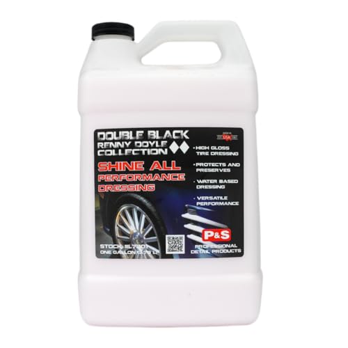 P&S Professional Detail Products Shine All Performance Dressing – High Gloss Tire & Trim Dressing – Water-Based, Interior/Exterior Use on Rubber, Vinyl & Leather – Pro Detail Finish 1 Gallon