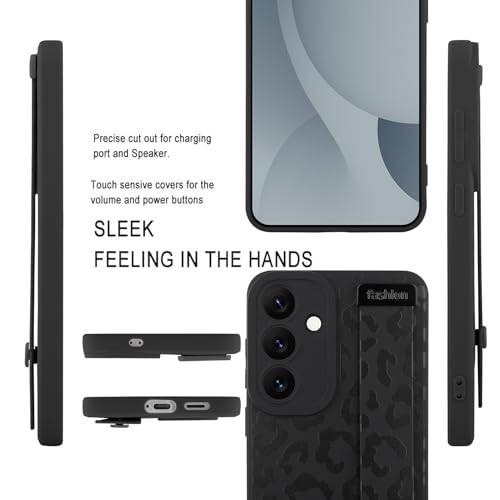 Image of Compatible with Samsung Galaxy S25 Plus Case with Strap Wrist Black