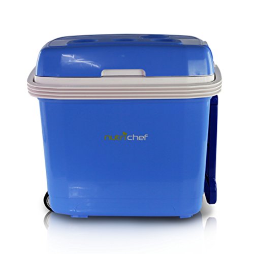 NutriChef Portable Electric Food Warmer / Cooler Fridge, 32L Capacity - 35 Can | Dual Cooling, Personal Thermo-electric Warming Digital Plug In Refrigerator for Car, Office, Beach, Travel