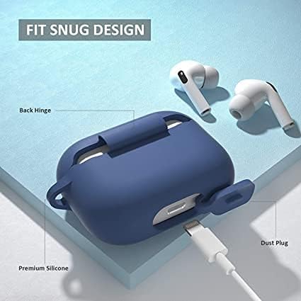 Miniatura 5 de Funda de silicona para Airpods Pro con 2 pares de fundas para las orejas, funda suave de primera calidad, a prueba de golpes con llavero para