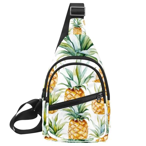 Sac de poitrine motif ananas aquarelle pour vos sorties et balades citadines mains libres