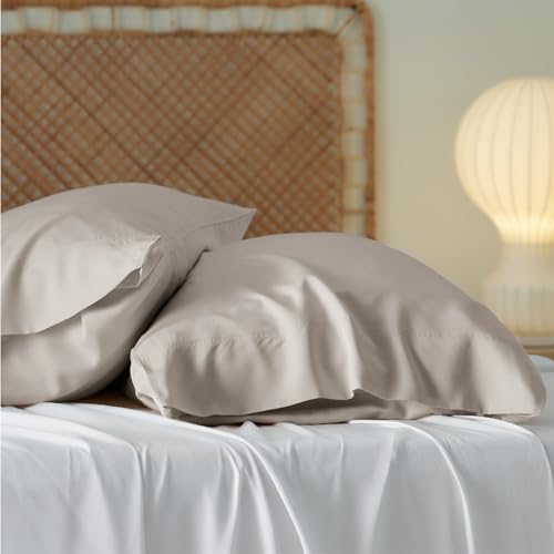 Bedsure Cooling Pillow Cases Queen Size Set of 2, Rayon Derived from Bamboo Queen Pillowcases, Line Pillow Cases, Breathable & Silky Soft Bedding Pillow Covers with Envelope Closure, 20x30 Inches