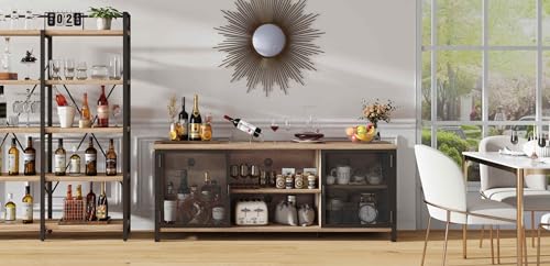 FATORRI Industrial Entertainment Center for TVs up to 65 Inch, Rustic Wood TV Stand, Large TV Console and TV Cabinet for Living Room (60 Inch Wide, Rustic Oak) - Image 10