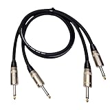 KOMITASUI Professional Speaker Cables 1/4' to 1/4' TS Speaker Cords - 3 Foot 12 Guage AWG DJ/PA/Bass/Guitar Amp Patch Speaker Cables - 2 Pack