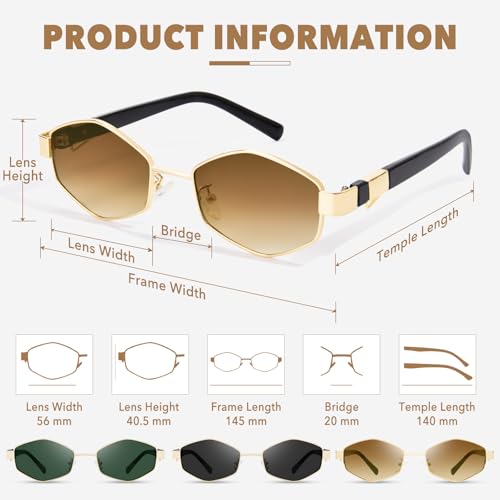 Polarized Retro Hexagon Sunglasses for Women Trendy Metal TAC Sun Glasses Vintage Shades UV400 Protection3