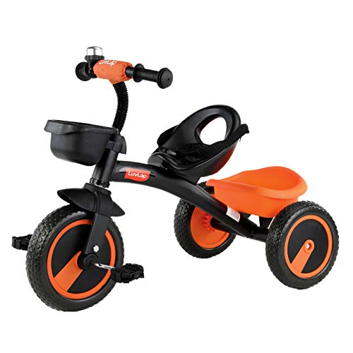 Image of Luvlap Joy Baby Cycle / Tricycle For Kids, 3 To 5 Yrs, Upto 25 Kg, Adjustable Safety Belt, Front & Rear Baskets, 2 Position Adjustment (Orange)
