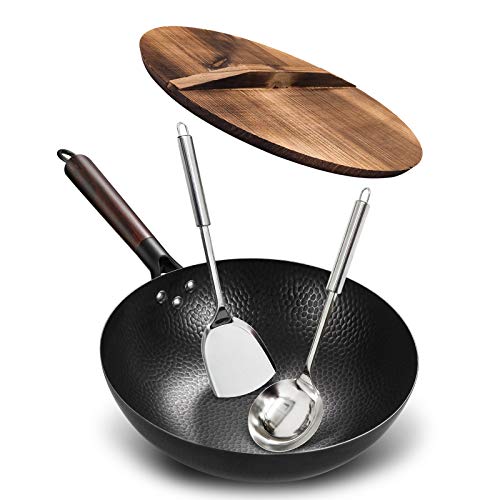 Anyfish Carbon Steel Wok Pan - 12.5