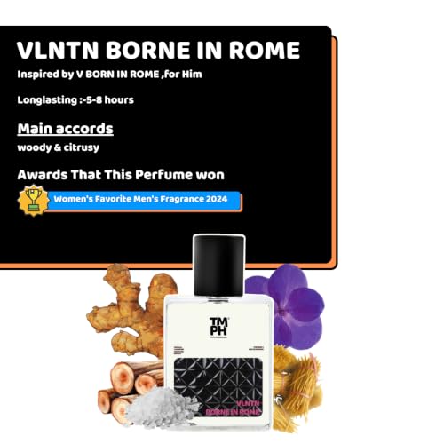 Image of TMPerfumehouse Vlntn Borne In Rome EDP for Men | Woody, Citrusy & Long Lasting Perfume Spray | Aromatic, Vanilla & Lavender Fragrance | Luxury Gift for Him | TMPH | 50ml