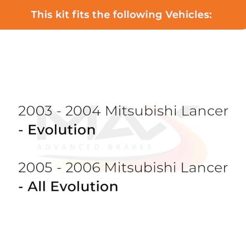 Image of Max Advanced Brakes Front Brake Kit Compatible With 2003 2004 2005 2006 Mitsubishi Lancer All Evolution Replacement Premium OE Disc Brake Rotors and Ceramic Brake Pads