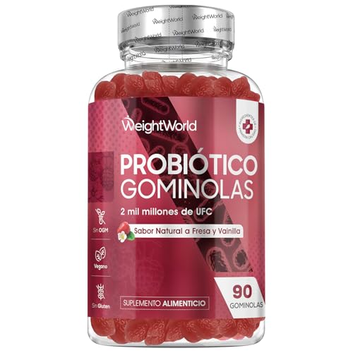 Probióticos Intestinales en Gominolas, 90 Unidades Sabor Natural a Fresa y Vainilla - Suplemento Alimenticio con 2 Mil Millones de UFC de Bacillus Coagulans y 100mcg de Inulina Prebiótica
