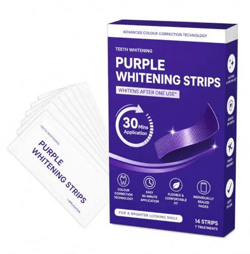 REVNOTH Purple Whitening Strips for Teeth Whitening, Advanced Colour Correction Strips, Removes Yellow Appearance, Brighter Looking Smile, Easy to Apply Whitening Strips for Men & Women