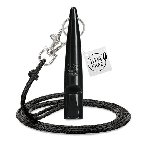 ACME Hundepfeife No. 210,5 mit Pfeifenband | Im Doppelpack | 2 Pfeifen inklusive 2 Bänder | Ideal für den Rückruf - Laut und weitreichend (Black + DG Orange)