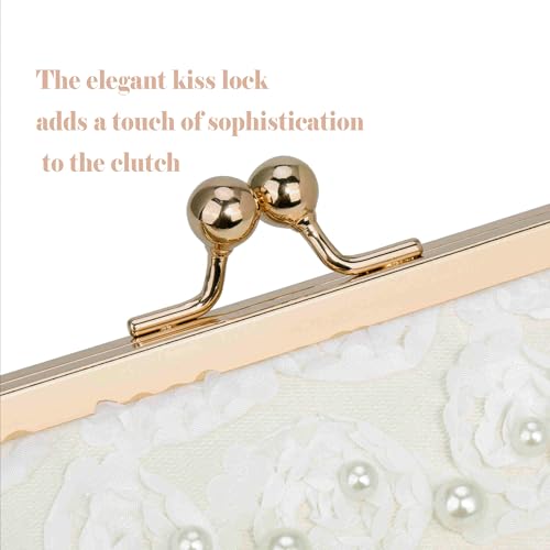 Image of Ayliss Pearl Clutch Purses for Women Wedding Bridal Evening Small Clutch Crossbody Handbag Full Beaded Parites Prom