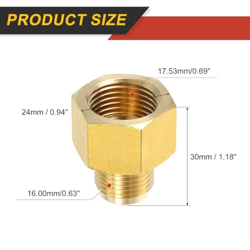 uxcell Brass Pipe Fitting, 3/8 SAE Male x 1/2 SAE Female Pipe Adapters Flare Tube Fitting for Air Gas Line Refrigeration HVAC by uxcell - Used condition - Image 2