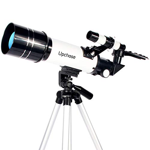 Upchase Telescopio Astronomico para Niños, 400/70mm Refractor Telescopio, Portatil con Trípode, para Niños,Infantil,Principiantes, Observer la Luna,Estrellas,de Aves, Regalo para niños