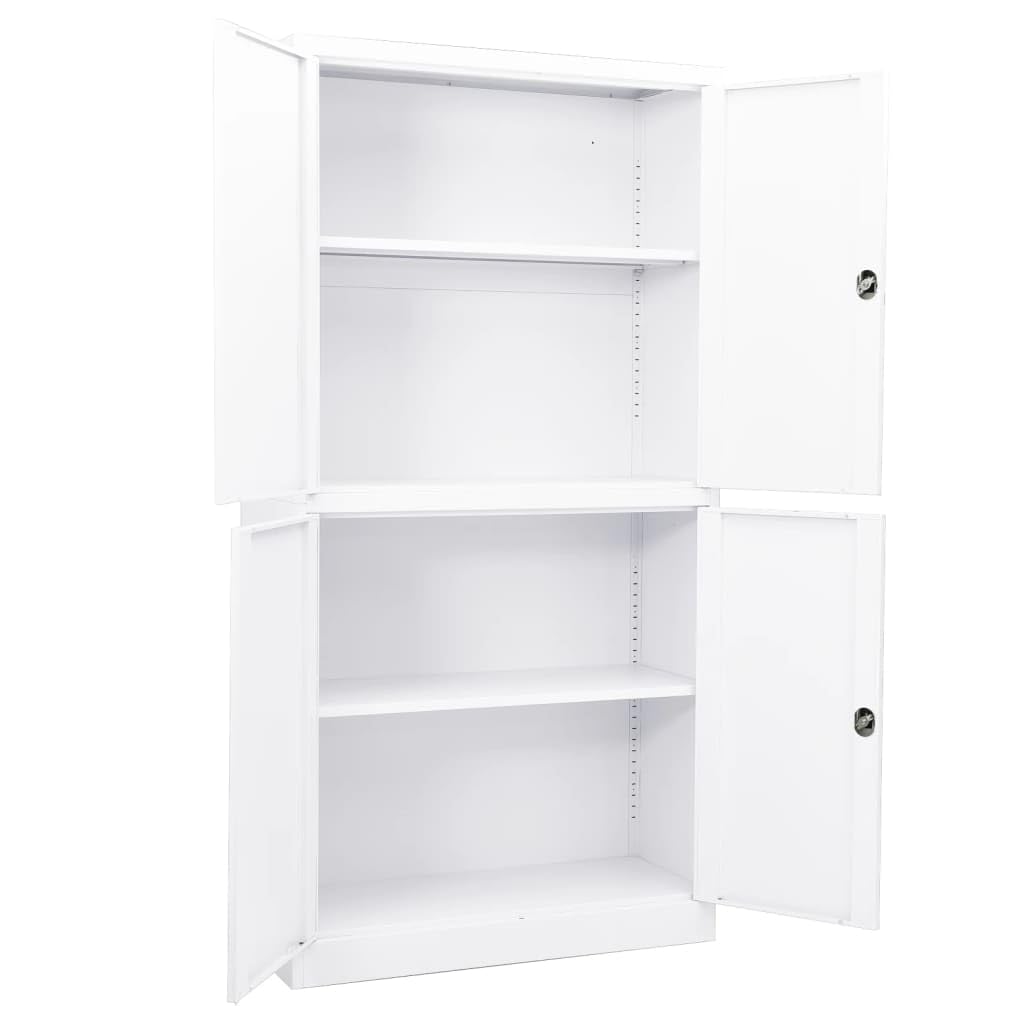 Armadio da ufficio, armadietto da ufficio, con serratura, armadietto in metallo, adatto per ufficio, archivio, scuola, gestione, bianco, 90 x 40 x 180 cm