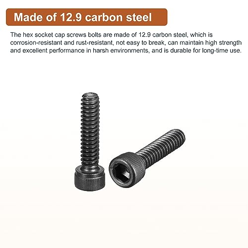 DTGN #10-24x3/4" Socket Head Cap Screws Bolts, 25Pcs 12.9 Grade Alloy Steel, Machine Hex Socket Screw, Hex Drive - Image 3