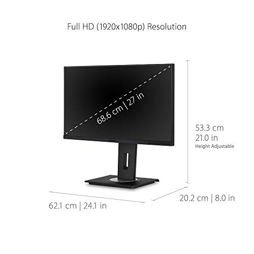 Image of ViewSonic VG2755 27 Inch 1080p Monitor, IPS Display with 60W USB-C for Smooth Home and Office Productivity, Full Ergonomic Adjustability, HDMI, DisplayPort, and VGA Inputs