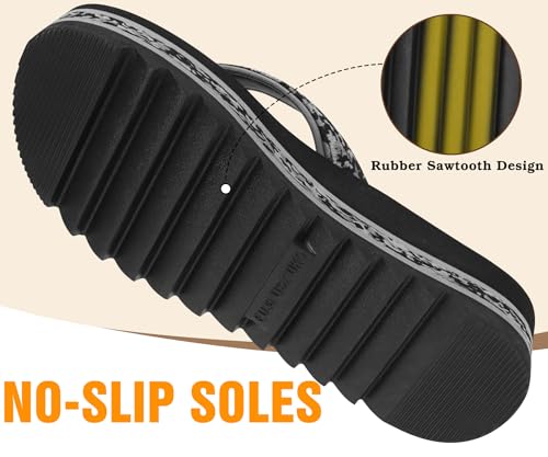 Image of ONCAI Flip Flops for Women, Fashion Printed Platform Sandals Woman with Arch Support Yoga Mat Cushion, Lightweight Summer Beach Outdoor Chunky Non-Slip Rubber Soles US Size 5-11