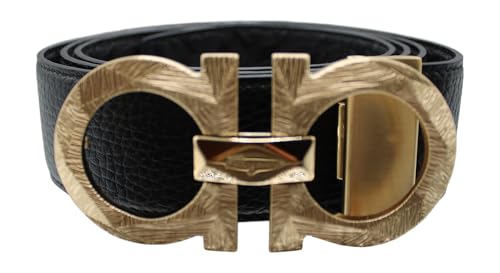 Salvatore Ferragamo Adjustable Reversable Gancini Print/Pebbled Leather Gancini Buckle Belt (110IT)