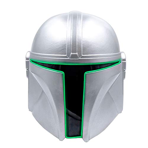 Mandalorian Helmet Glowing Belt Zorri Bliss Mask PVC Collectible Helmet Full Head Mask Movie Cosplay Halloween Costume Props for Adults(Green LED)