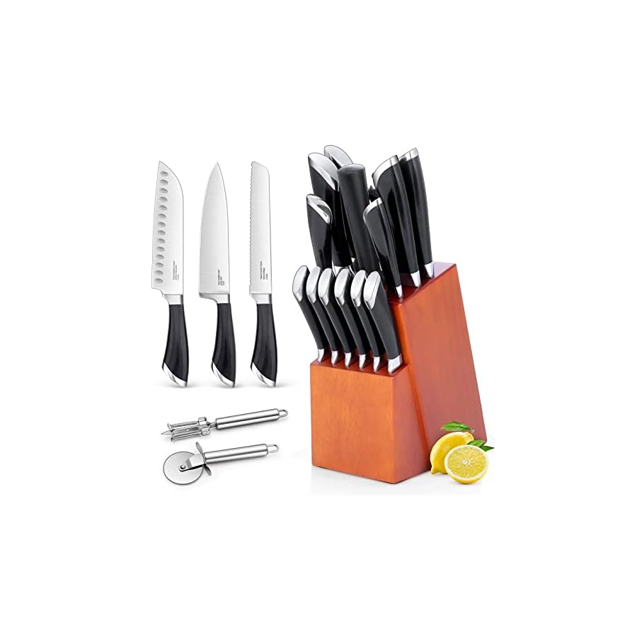 Knife-Block-Set-for-Kitchen-E-far-17-Piece-High-Carbon-Forged-Stainless-Steel-Knife-Set-Includes-Chef-Utility-Paring-Steak-Serrated-Bread-Santoku-Knife-Sharpener-Full-Tang-Design Knife Block Set for Kitchen, E-far 17-Piece High Carbon Forged Stainless Steel Knife Set Includes Chef Utility Paring Steak Serrated Bread Santoku Knife Sharpener - Full Tang Design