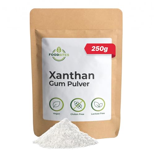 Food Bites Xanthan Gum Pulver 250g Eis Stabilisator Glutenfrei & Vegan Xanthan Pulver Ideal für Desserts Eiscreme & Molekularküche GRATIS eBook mit 20 Rezepten