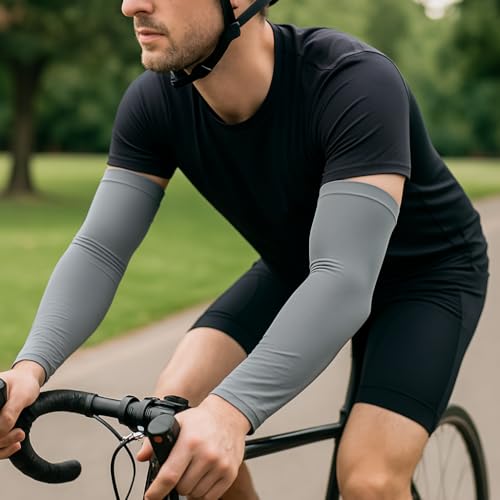 Manguito de Proteção Solar UV, Manga Longa Esportiva, Cinza, Proteção para Braços