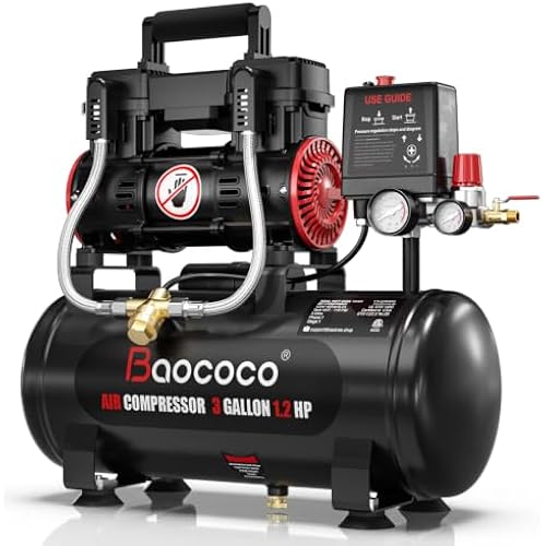 3Gallon Ultra Quiet Air Compressor with Two Quick Couplers 1.2HP MAX115PSI