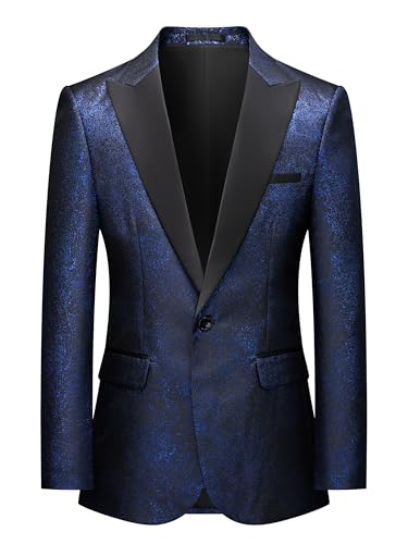 Men's 2 Piece Suit Slim Fit Shimmering Peak Lapel Suit One Button Party Wedding Tuxedo Suits Blazer Jacket Pants Set