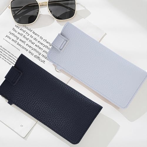 Image of Leather Sunglasses Pouch with Holster Clip, Portable Eyeglass Organizer Pouch Bags for Travel Hanging Backpack