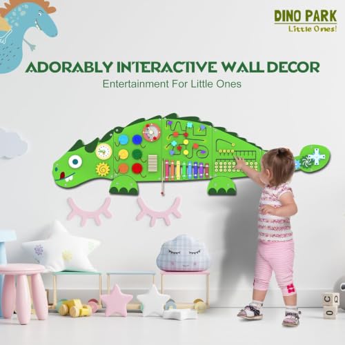 Image of Activity Wall Busy Board for Toddlers: 9-in-1Interactive Activities | Montessori Sensory Toys Panel for Playroom - Build Fine Motor Skills & Hand-eye Coordination - Gift for Kids Age 3+