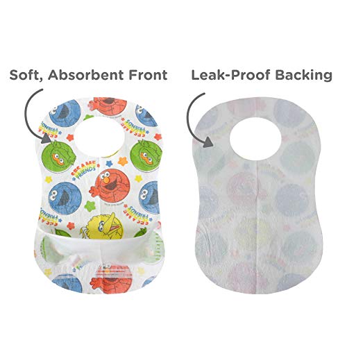 Bibsters Sesame Street Large Disposable Bibs With Patented Crumb-Catcher, Leakproof Liner, And Reusable Fastener -Age 6 Months And Up 32 Count (Pack Of 1) #TOP4